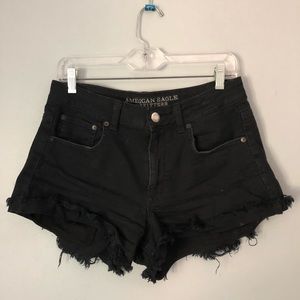 distressed hi-rise shorts